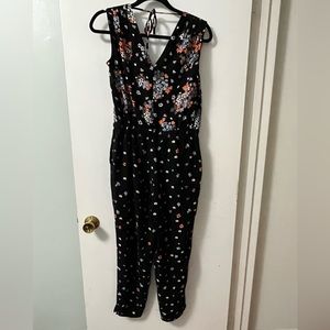 Loft romper, black with floral details